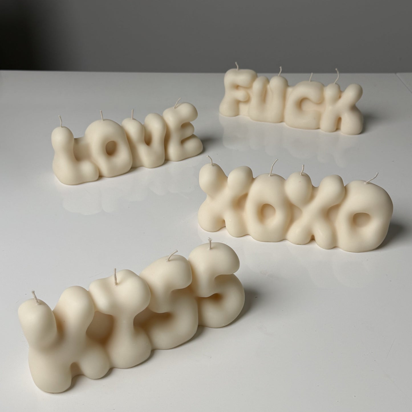 Bubble Word Candles – Love / Fuck / Kiss / XOXO
