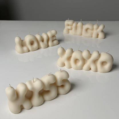 Bubble Word Candles – Love / Fuck / Kiss / XOXO